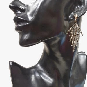 Leaf shaped dangle earrings with grey stones