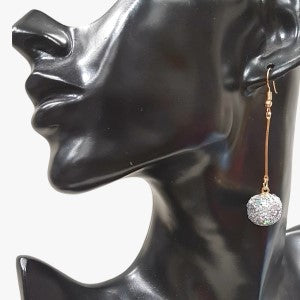 Shimmery light blue drop ball earrings