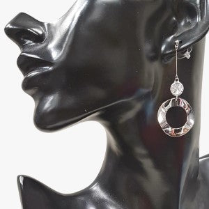 Stylish drop earrings with round clear stone