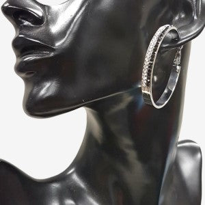 Large hoop earrings with clear and black stones