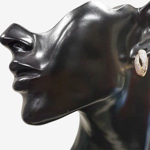 Small stone embellished hoop earrings in gold color