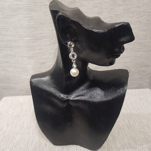 Stylish pearl and stone embellished dangle earrings