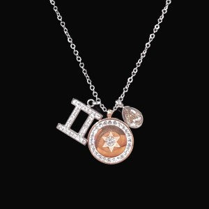 Necklace with Gemini zodiac pendant