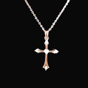 Rose gold pendant with stone embellished cross