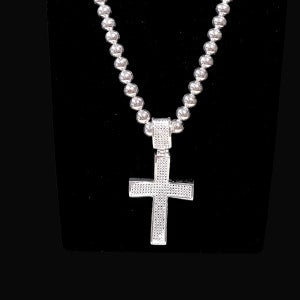 Beaded chain necklace with cross pendant