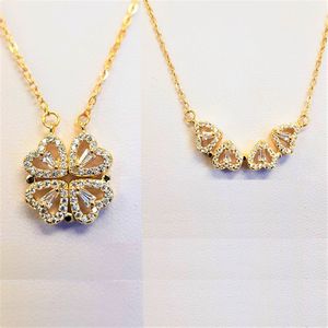 Folding heart necklace in gold frame