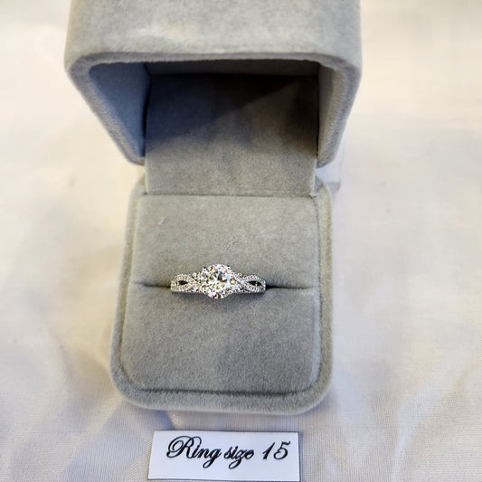 Solitare style ring with braided shank