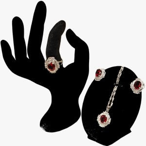 Delicate red and clear stone jewelry set