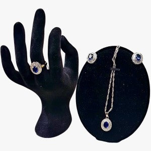 Jewelry set with clear and blue stones