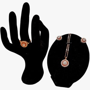 Jewelry set with clear and orange colored stones