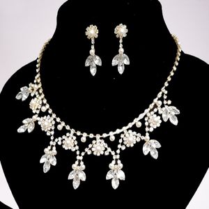 Another view of three piece jewelry set with pearls and stones