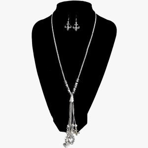 Three piece silver color frame jewelry set