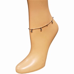 Dangling heart sterling silver anklet