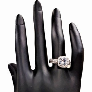 Sterling silver ring with square center stone