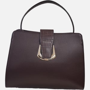 Brown artificial leather handbag with wallet