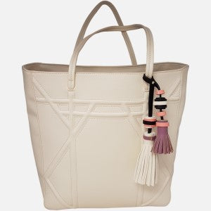 Cream colored artificial leather handbag