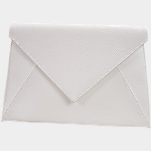 White party purse with flap closure