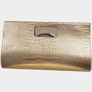 Gold wide clutch shaped party purse 
