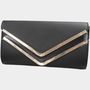 Black party purse with dual Vee front flap