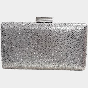 Structured silver party purse with self colored stones