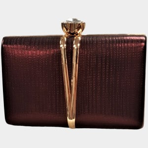 Party purse in burgundy with gold colored frame