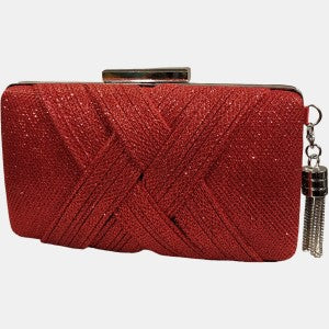 Structured party purse in shimmery red color