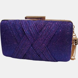 Structured party purse in glittery purple color