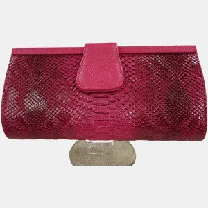Party purse in various shades of magenta and snake skin texture