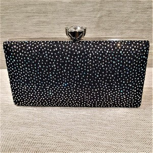 Elegant black party purse with AB stones