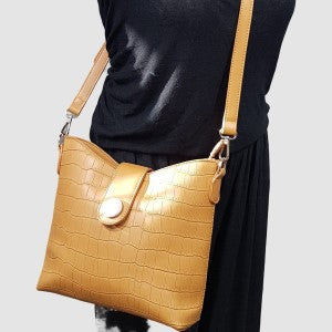 Yellow side bag with adjustable shoulder strap
