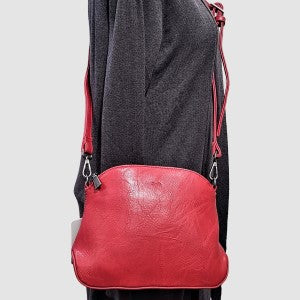 Artificial leather red color side bag 