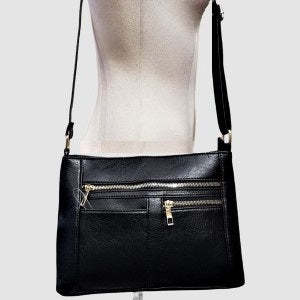 Black artificial leather side bag