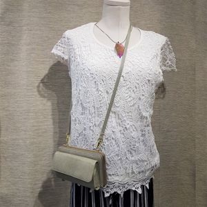 Light grey color small side bag with adjustable shoulder