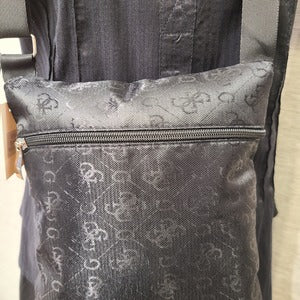Back side of Black self print side bag 