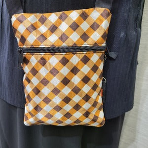 Back side view of Checker print small side bag