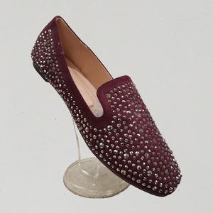 Burgundy flat shoes in suede with stones