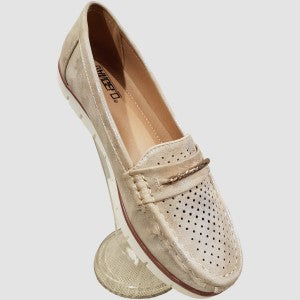 Light gold shimmery color flat shoes for women