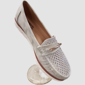Light silver shimmery color flat shoes for women
