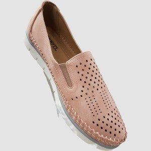 Light pink color flat shoes for women with white bottom