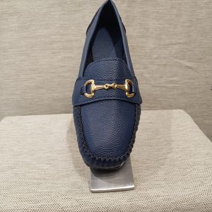 Blue loafer for women in artificial leather