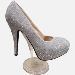 High heel pumps in shimmery silver