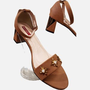 Block heels in shade of brown