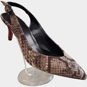 Snake skin pattern brown sling back heels