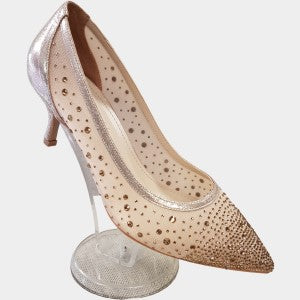 Pumps in light gold with champagne stones