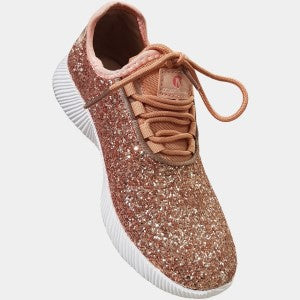 Sparkly rose gold runners with lace closure