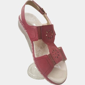 Burgundy color summer sandal with sling back