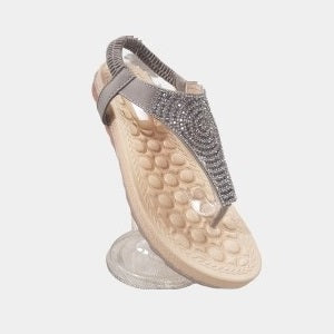 Summer sandal with grey and clear stones