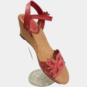 Red upper sling back open-toe summer sandals