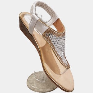 Elegant white sling-back platform heel summer sandal