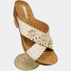 White slip-on sandals with comfy sole